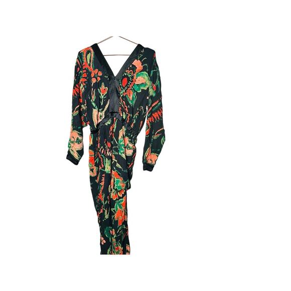 SOMETHING NAVY Multicolor Floral Crepe Long Sleeves Jumpsuit Size Medium - Picture 7 of 13
